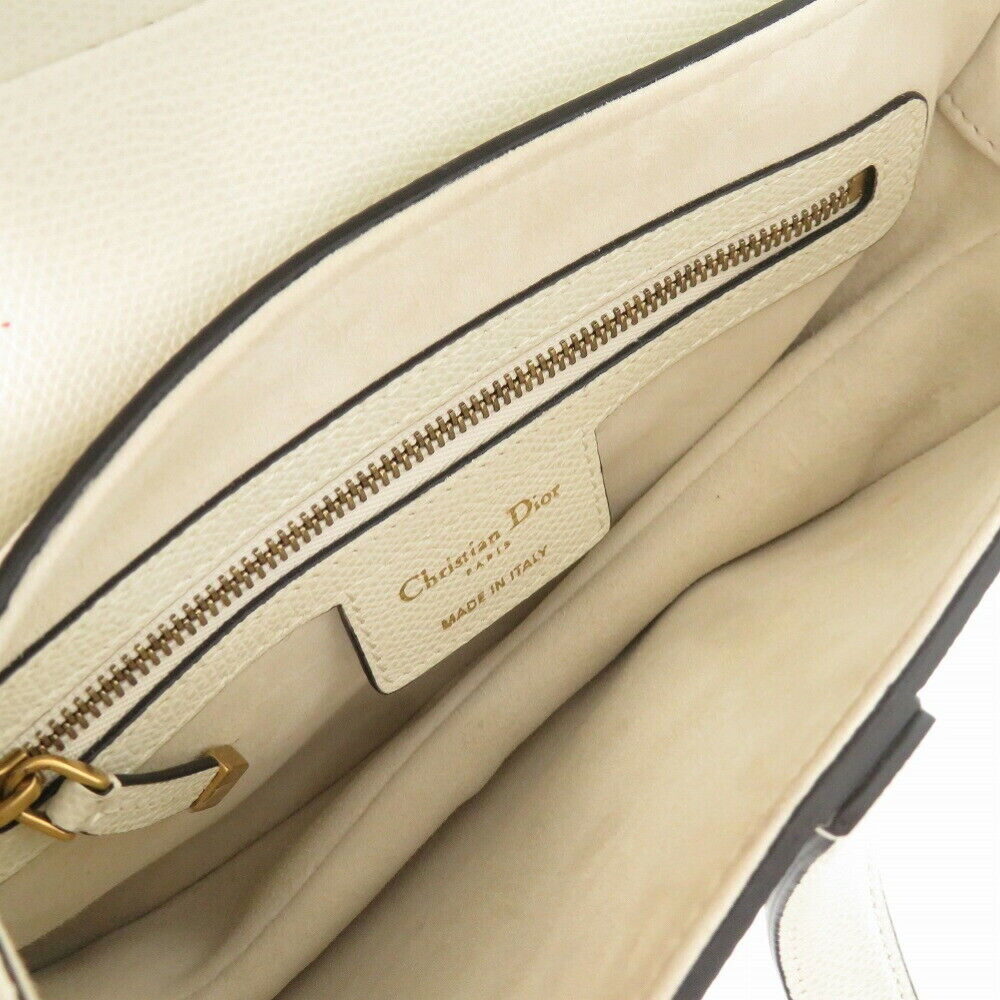Christian Dior Saddle Bag Leather White Gold Metal Fittings Christian Dior Saddle Bag Leather White Gold Metal Fittings