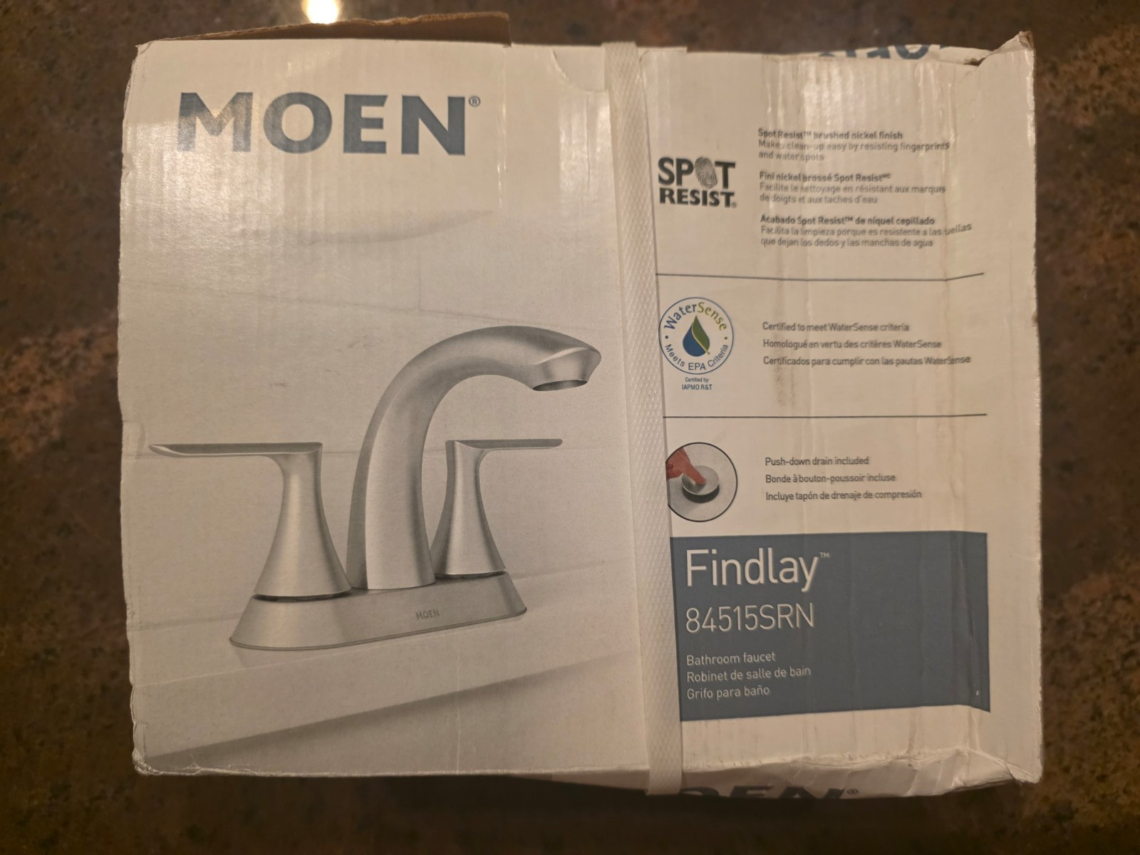 MOEN Findlay 84515SRN 4" Centerset Bathroom Faucet in Spot Resist Brushed Nickel