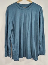 NUI Organics Merino Wool Base Layer Long Sleeve Shirt Men's L Women's XL Teal