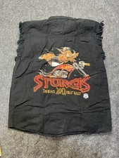 Sturgis 2012 72nd Black Hills Rally Cut Off Vest Button Shirt Mens L Black