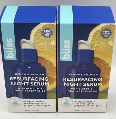 2 pack Bliss Renew & Smooth Resurfacing Night Serum 1oz (30mL) **NEW**