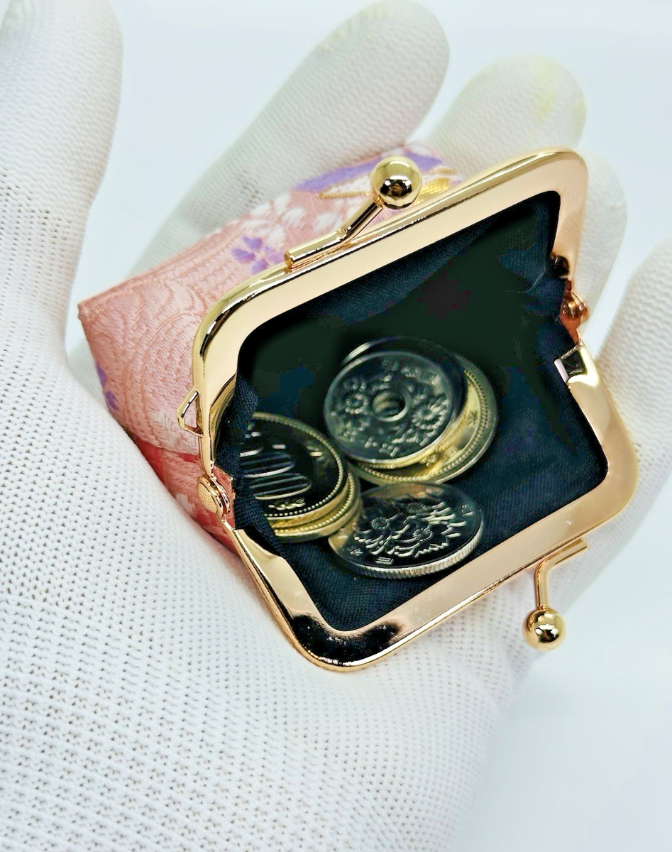 Japanese Gamaguchi Coin Purse Kyoto Nishijin made in Japan(Sakura