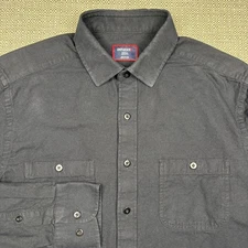 UNTUCKit Men's Shirt S Long Sleeve Solid Black Flannel Regular Fit Pockets Small