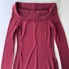Express Dress Women Sz S/P Sweater off Shoulder Burgundy Plum Cow Neck