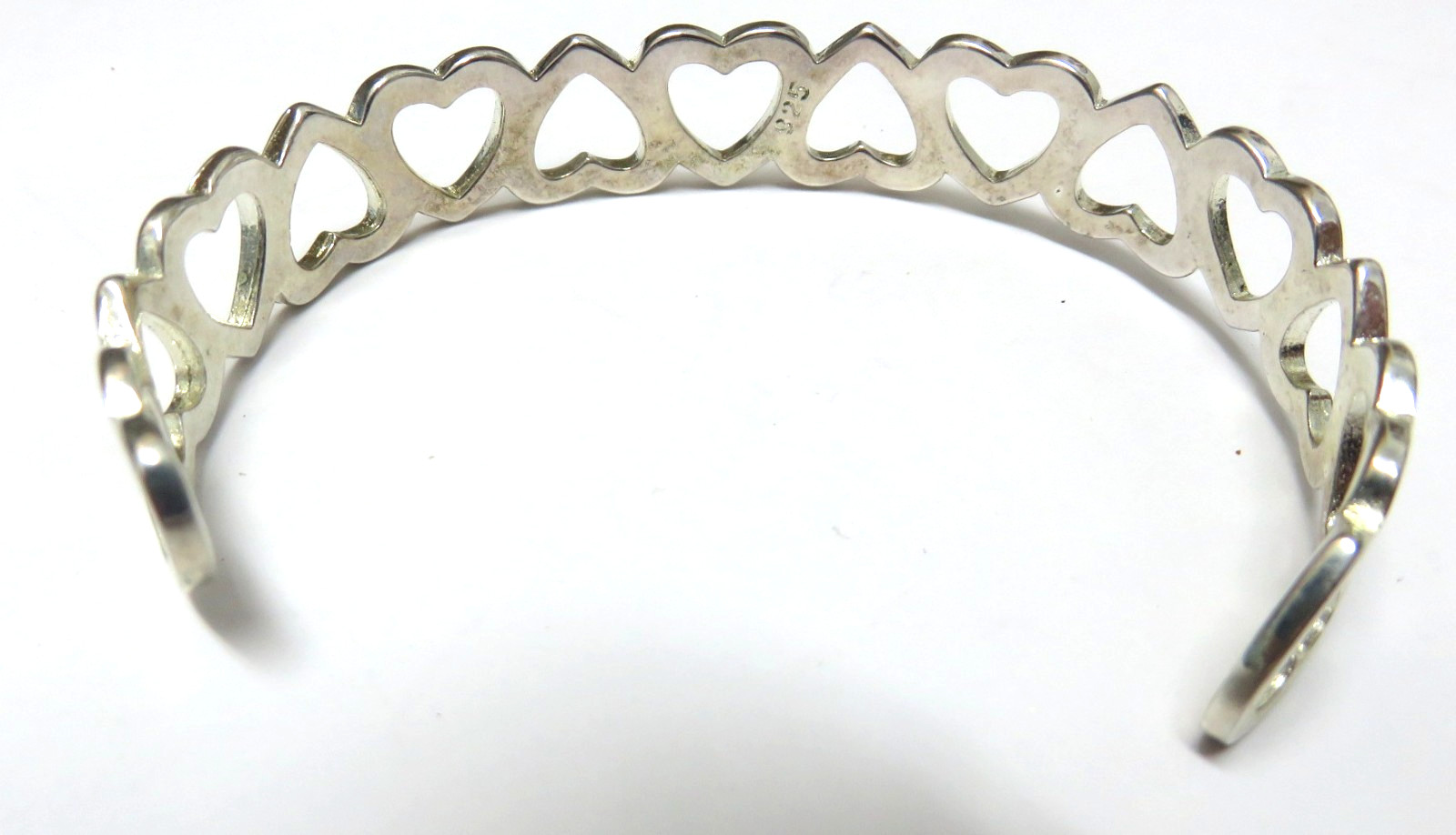 Solid Sterling Silver Heart Shaped Cuff Bracelet,… - image 2