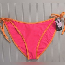 Wild Fable Low Rise High Leg Cheeky Bikini Bottom Womens Large Pink Orange NWT