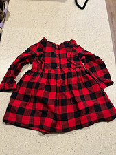 GAP Baby Girls Red/Black Plaid Flannel Long Sleeve Ruffle Dress 18-24M