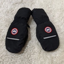 Canada Goose Black Kids Mittens with Red Logo Patch L-XL