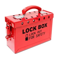 Group Lockout Tagout Lock Box: with 13 Slots Portable Safety Lockout Box Stee...