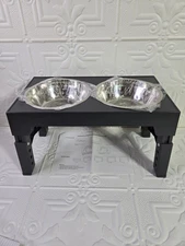 Elevated Raised Pet Feeder Food Water Stand & 2pcs Stainless Steel Bowls NEW Dog