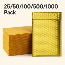 #000 4"x8" (Inner Size 4" x 7")Matte Metallic Gold  Poly Bubble Mailers Bags 