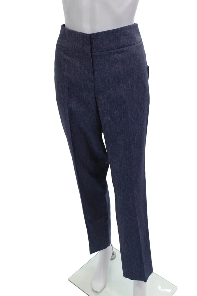 Pantalón Kasper Mujer Pierna Recta Calce Ajustado Cremallera Mosca Azul Ancla Talla 4 Foto 2 de 4