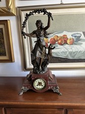 Scultura in Bronzo con Orologio in stile Liberty