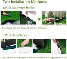 Realistic Artificial Grass Turf 1FTX11FT 11 Square FT - 1.38" Thick Fake Faux
