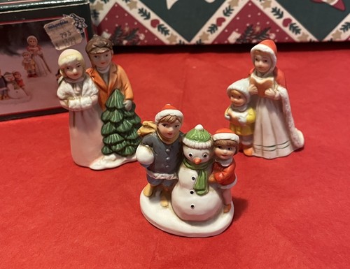 VINTAGE 1988 BRINN'S CHRISTMAS VILLAGE FINE PORCELAIN FIGURINE SET OF 3 READ