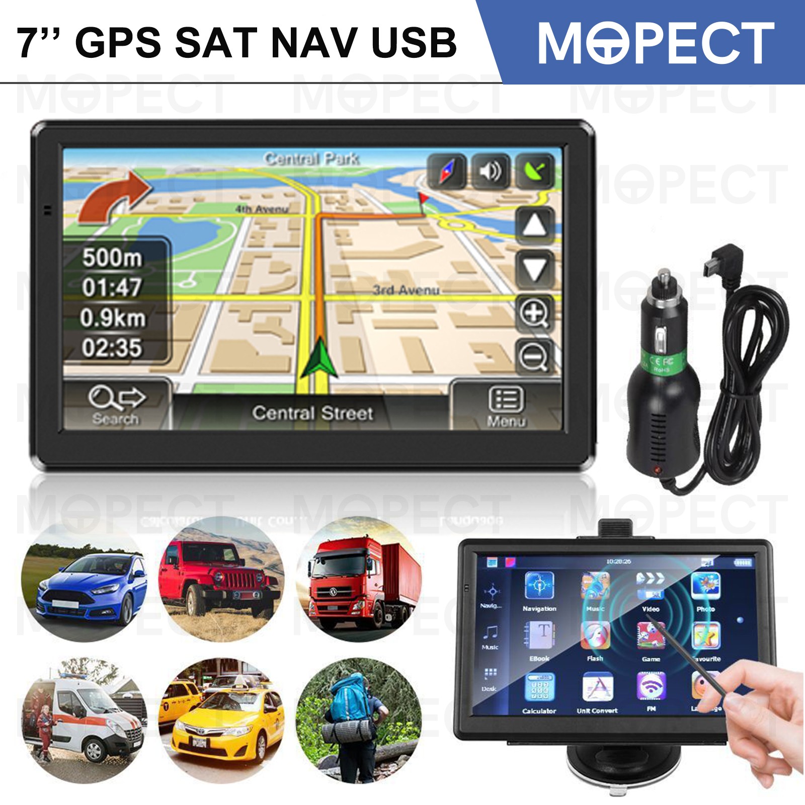 2026 MOPECT Car Truck Sat Nav 7 Inch With Western EU U K Lifetime S L1600 