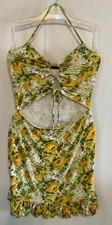 PRETTYLITTLETHING Womens multicolour halterneck cutout detail mini dress UK 6