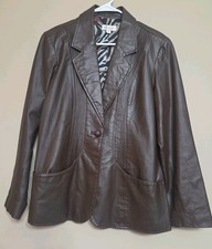 Wmns Blazer Brown Vtg Denim Co Size M Relaxed Fit Below Hip Animal Prnt Lining