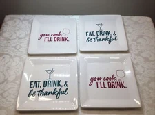 IQ Accessories Set Of 4 Appetizer Ceramic Square Plates