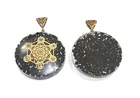 Black Tourmaline metatron cube pendant with cord and velvet pouch