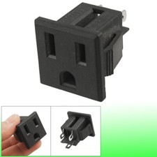 Power Socket AC 125V 15A Panel Mount Black US Plug