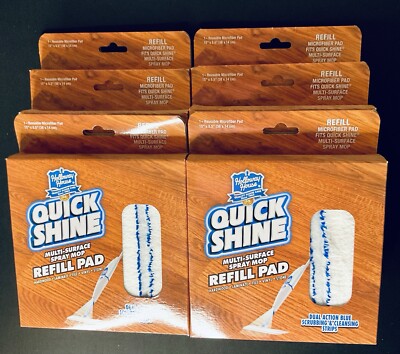 HOLLOWAY HOUSE QUICK SHINE MULTI-SURFACE SPRAY MOP REFILL PAD LOT OF 6 REUSABLE