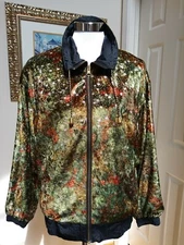 VNTG Chili Pepper Sport Reversible Windbreaker Jacket W/Shoulder Pads Sz S EUC