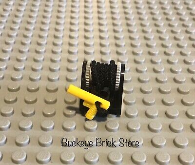 LEGO Black String Reel Winch 2x2 Complete w/ String and Yellow Fire Hose Nozzle