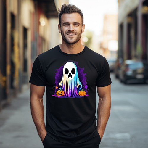 Halloween_256: Spooky Ghost Shirt for Creepy Chic! Funny t-shirt, Unisex Printed - Picture 9 of 46