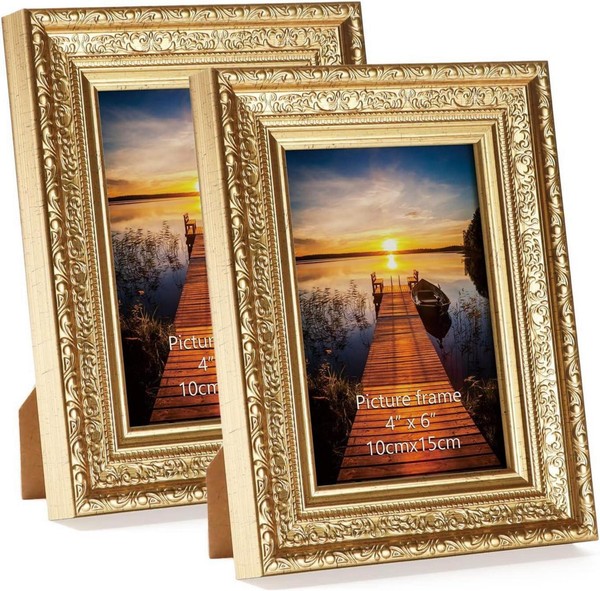 Goldener Vintage Fotorahmen 10X15 Cm, 2Er Set, Bilderrahmen Zum-image
