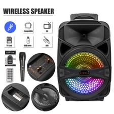 8" Bluetooth LED Speaker 1000W Subwoofer Portable Stereo Tailgate Loud FM Party