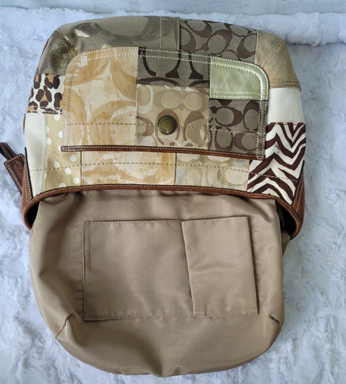 COACH 10808 Ergo Patchwork Leather Canvas Suede Hobo in Earth Tone Brown Color image 10
