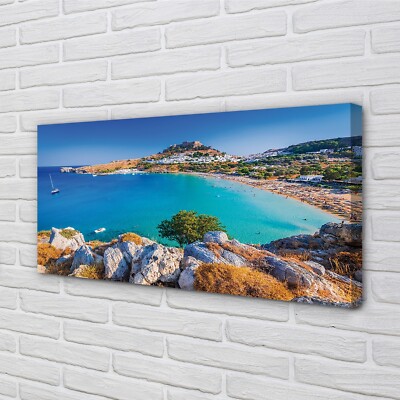 Tulup Leinwandbild 140x70 Wandkunst Griechenland Küste Strandpanorama