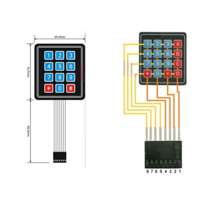 3*4 Matrix Membrane 12 Button Key Switch Control Panel Keypad Keyboard Slim Pad