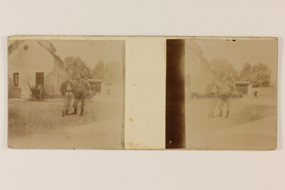 Photo Ancienne – Groupe D'hommes à Vélo – Format Stéréo – Tirage Original C.1900
