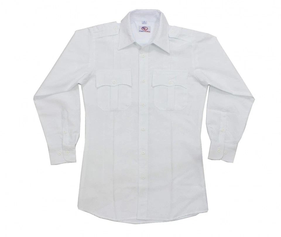 First Class 100% Polyester Long Sleeve Zippered Uniform Shirts - Image 3 of 4