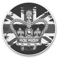 2 x Vinyl Stickers 20cm (bw) - British Crown Monarchy Queen UK Flag #42314