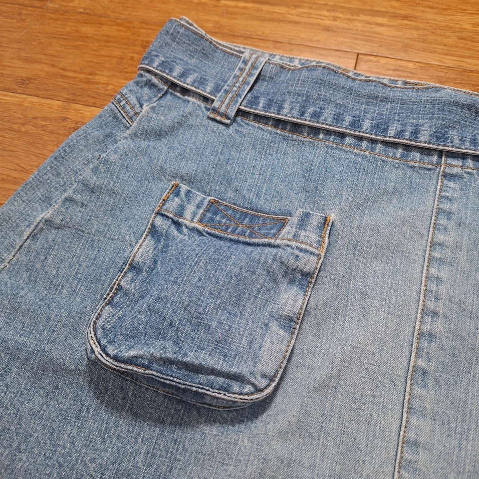 Vintage 00s Y2K e-vie Clothing Wrap Mini Denim Skirt Size 10 - Image 3 of 4