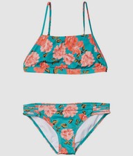  55 Billabong Kids Girl's Green Floral Sunny Shore Two-Piece Bikini Set Size 6X