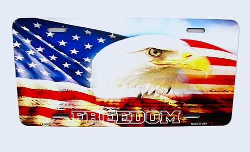FREEDOM GOD BLESS AMERICA AMERICAN FLAG EAGLE METAL CAR NOVELTY LICENSE PLATE - Bild 15 von 15