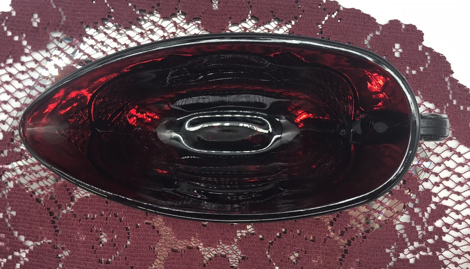 Servidor de salsa vintage Avon Cape Cod 1876 Gravy Boat vidrio rojo rubí Foto 4 de 4