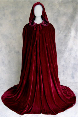 Unisex Full Length Hooded Robe Cloak Long Velvet Cape Cosplay Costume - Afbeelding 1 van 9