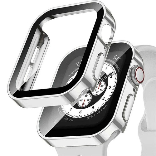 Tempered Glass Case for Apple Watch 45mm 41mm 44mm 40mm Screen Protector Hard PC - Picture 19 of 34