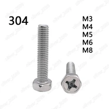 304 Stainless Steel Hexagon Bolts With Cross Recess on Head M3 M4 M5 M6 M8