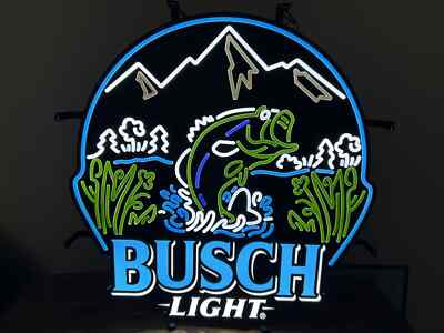 BUSCH LIGHT BEER FISHING LED BAR SIGN MAN CAVE GARAGE DECOR SUMMER
