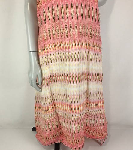 Witchery Dress Peach Size 10 Cream Chevron Stripe Midi Maxi Halter Neck Casual - Picture 4 of 14