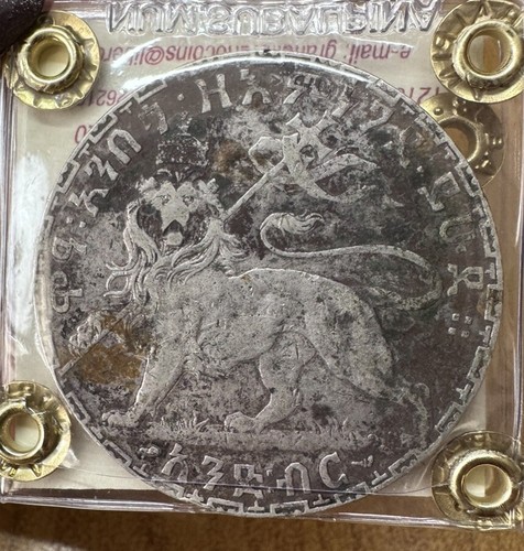 MONETA ETIOPIA MENELIK II 1 BIRR 1900 ARGENTO sigillata BB/SPL SUBALPINA - Foto 3 di 3