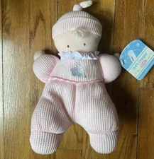 NWT Vintage SOFT DREAMS Pastel Baby Doll Pink Thermal Rattle Bunny Blonde Cute