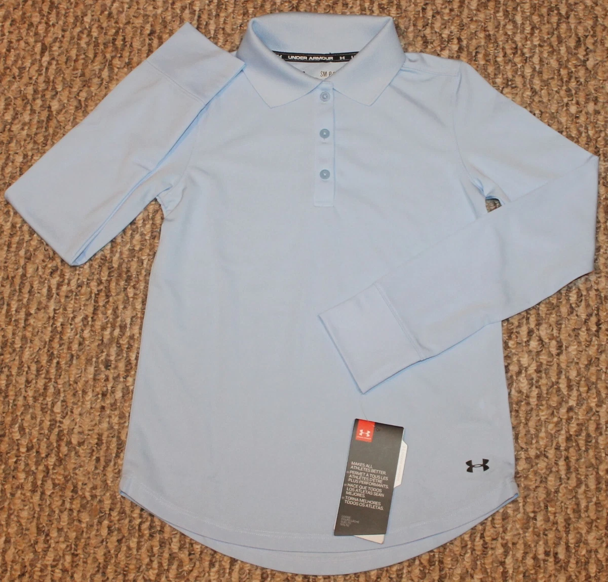 New Girls Under Armour School Uniform Shirt Long Sleeve Blue