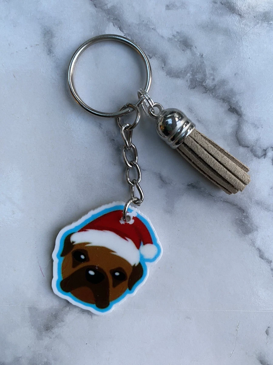 Handmade Christmas Pug Keyring Key fob Tassel Secret Santa Gift eBay